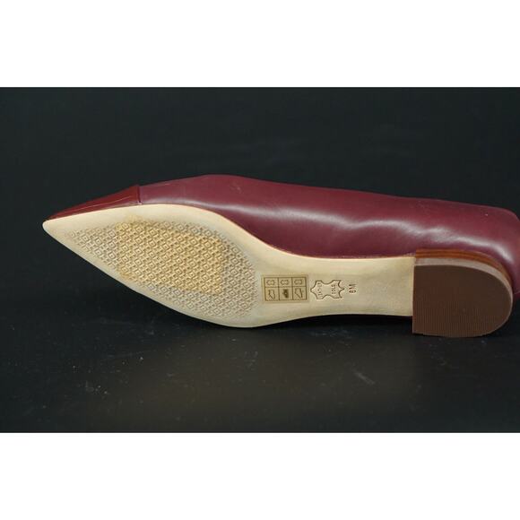 Tory Burch Burgundy Leather Fairford Pointy Toe Ballet Flats SZ 6 Logo $250 New - Picture 8 of 12